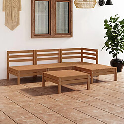 Maison Chic Salon de jardin 5 pcs - Table et chaises d'extérieur - Mobilier/Meubles de jardin Moderne Bois de pin massif Marron miel -MN97758