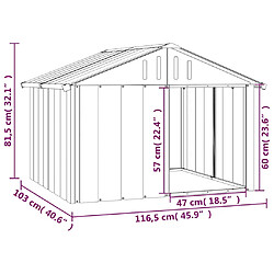 vidaXL Niche pour chien Gris 116,5x103x81,5 cm Acier galvanisé pas cher