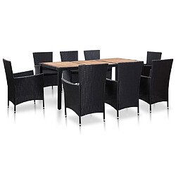 Maison Chic Mobilier à dîner 9 pcs de jardin avec coussins - Ensemble table et chaises d'extérieur - Salon/Mobilier de jardin classique Résine tressée Noir -MN31701