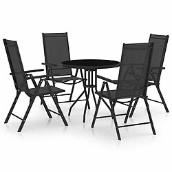 Salle à dîner de jardin 5 pcs,Table et chaise à manger Aluminium et textilène Noir -MN75797