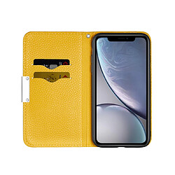 Wewoo Housse Coque Pour iPhone XR Litchi Texture Etui à rabat horizontal en cuir avec support et fentes cartes Jaune pas cher