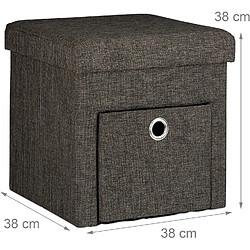 Avis Helloshop26 Tabouret coffre de rangement pliant en lin marron 13_0002779_3