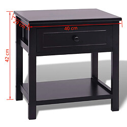 vidaXL Table de chevet 2 pcs Bois Noir pas cher