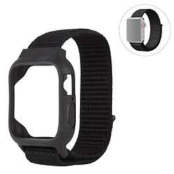 Wewoo Pour Apple Watch Series 5 et 4 44 mm / 3 et 2 et 1 bracelet en nylon de 42 mm avec crochet et attache à boucle noir