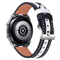 Bracelet en cuir véritable épissage de couleur 20mm, noir/blanc pour votre Samsung Galaxy Watch4 40mm/44mm/Galaxy Watch 42mm