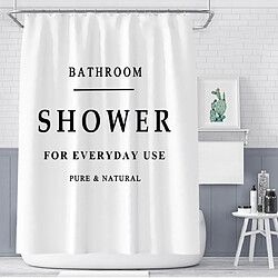 Universal Rideau de douche haut de gamme simple noir et blanc motif de lettre imperméable polyester taille multiple décoration de salle de bain | Rideau de douche(blanche)