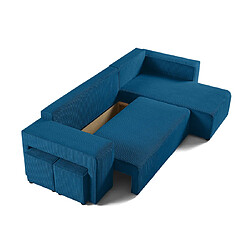 Avis Bestmobilier Topaze - canapé d'angle réversible 4 places - convertible avec coffre, tablette et poufs - en velours côtelé