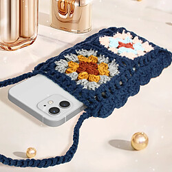 Avis Avizar Sac Bandoulière pour Téléphone Tissé Creux Motifs Colorés Série WavePocket Bleu