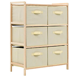 vidaXL Étagère de rangement 6 paniers Tissu Bois de cèdre Beige