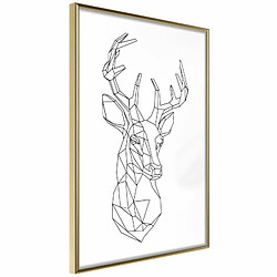 Paris Prix Affiche Murale Encadrée Minimalist Deer 20 x 30 cm Or