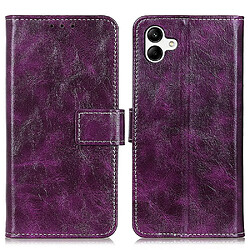 Etui en PU texture rétro crazy horse avec support pour votre Samsung Galaxy A04 4G (164.4 x 76.3 x 9.1 mm) - violet