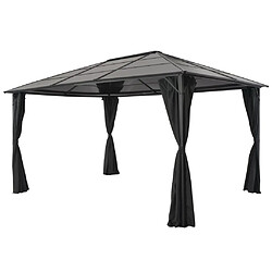 Maison Chic Tonnelle | Pergola avec rideau Aluminium 4x3x2,6 m Noir -GKD96660