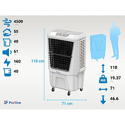 Purline Rafraichisseur d'air par évaporation à débit élevé minuterie et 3 vitesses pas cher