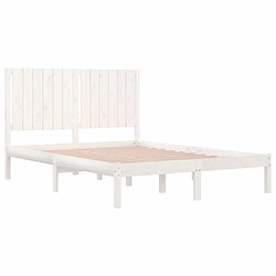 Acheter Maison Chic Lit Moderne Chambre - Cadre/structure de lit pour adulte Blanc Bois de pin massif 135x190 cm Double -MN56490