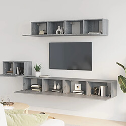 Avis Maison Chic Ensemble de meubles TV 5 pcs | Banc TV Moderne pour salon | Meuble de Rangement - Sonoma gris Bois d'ingénierie -MN76424