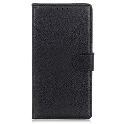 Etui en PU texture litchi, fermeture magnétique, noir pour votre Nokia C20 Plus