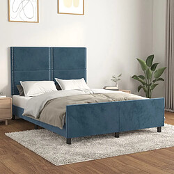 Maison Chic Cadre/structure de lit avec tête de lit pour adulte - Lit Moderne Chambre Bleu foncé 140x200 cm Velours -MN48407