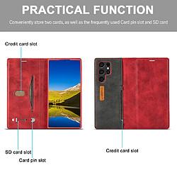 Coque en TPU + PU LC.IMEEKE avec porte-carte rouge pour votre Samsung Galaxy S22 Ultra 5G