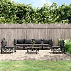 vidaXL Salon de jardin 7 pcs avec coussins anthracite acier