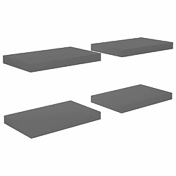 Maison Chic Lot de 4 Étagère murale flottante,Etagère de rangement Gris brillant 40x23x3,8 cm MDF -MN68803