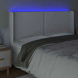 Acheter Maison Chic Tête de lit scandinave à LED,meuble de chambre Blanc 183x16x118/128 cm Similicuir -MN73950