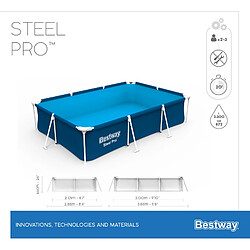 Avis Piscine Démontable Rectangulaire Bestway Steel Pro 300x201x66 cm avec Revêtement en DuraPlus et Pompe de Filtration Épurateur à Cartouche de 1.249 L/h