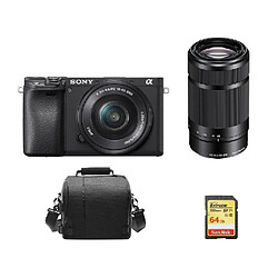 SONY A6400 Body Black + SONY SEL 16-50MM F3.5-5.6 OSS Black (WHITE BOX) + SONY SEL 55-210MM F4.5-6.3 OSS Black (White Box) + 64GB SD card + camera Bag