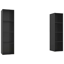 vidaXL Meubles TV muraux 2 pcs Noir brillant Bois d'ingénierie