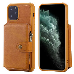 Wewoo Coque Pour iPhone 11 Pro Boucle Zipper Etui de protection antichoc avec support et fentes cartes et portefeuille et lanière et cadres photos Marron