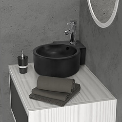 Lavabo avec vidage et trop-plein 45x36x13 cm noir en céramique ML-Design