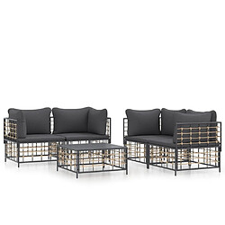 Maison Chic Salon de jardin 5 pcs + coussins - Mobilier/Meubles de jardin - Table et chaises d'extérieur anthracite résine tressée -MN90141