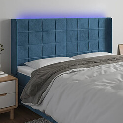 vidaXL Tête de lit à LED Bleu foncé 183x16x118/128 cm Velours