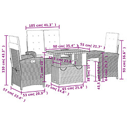 vidaXL Ensemble à manger jardin 4pcs et coussins Gris Résine tressée pas cher