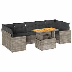 vidaXL Salon de jardin 8 pcs avec coussins gris résine tressée