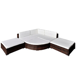 Maison Chic Salon de jardin 6 pcs + coussins - Mobilier/Meubles de jardin - Table et chaises d'extérieur Résine tressée Marron -MN96877