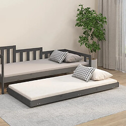 vidaXL Cadre de lit sans matelas gris 75x190 cm bois de pin massif