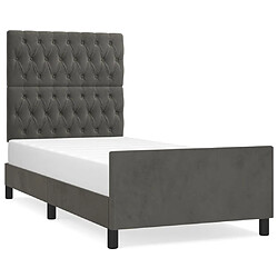 vidaXL Cadre de lit sans matelas gris foncé 90x190 cm velours