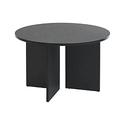 Vente-Unique Table basse en MDF + 4 poufs en tissu bouclette - Noir et blanc - AKSAY pas cher