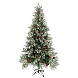 vidaXL Sapin de Noël pré-éclairé pommes de pin vert blanc 225cm PVC PE