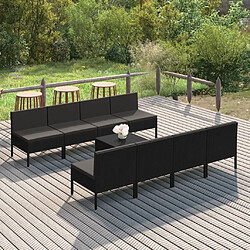 Maison Chic Salon de jardin 9 pcs + coussins - Mobilier/Meubles de jardin - Table et chaises d'extérieur Résine tressée Noir -MN37970