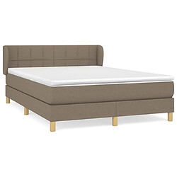 Maison Chic Lit adulte- Lit + matelas,Sommier à lattes de lit avec matelas Taupe 140x200 cm Tissu -GKD51248