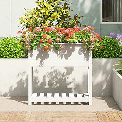 Avis Maison Chic Jardinière,Bac à fleurs - pot de fleur avec étagère Blanc 82,5x34,5x81cm Bois massif de pin -GKD42732