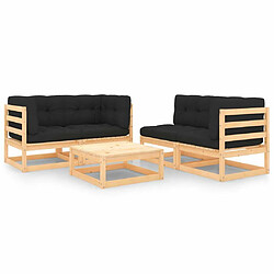 Maison Chic Salon de jardin 5 pcs + coussins - Mobilier/Meubles de jardin - Table et chaises d'extérieur Bois de pin massif -MN19828