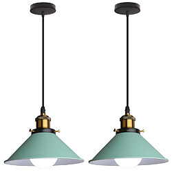 Stoex (2PCS) Lampe À Suspension Rétro Lustre Vintage Vert Ø22CM Plafonnier Industriel Lampes Suspendues Modernes Pour Restaurant Loft Cuisine Café E27