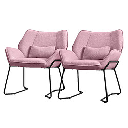 ML-Design Fauteuil 2 places Fauteuil relax Coussin de dossier Fauteuil de salon Lin Rose