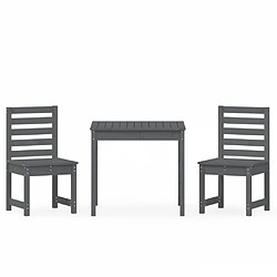 vidaXL Ensemble de bistrot de jardin 3 pcs gris bois de pin massif