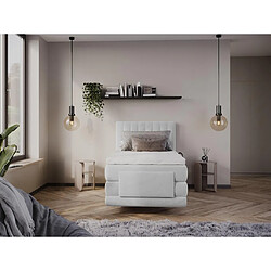 Avis Vente-Unique Ensemble complet boxspring tête de lit coutures verticales + sommiers relaxation électrique + matelas + surmatelas - 100 x 200 cm - Velours - Gris clair - DONISI de PALACIO