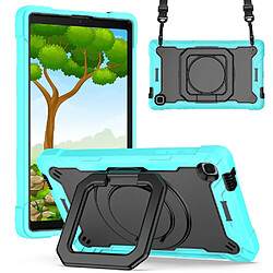 Coque en TPU + Silicone Couverture avec béquille rotative Aqua/Noir pour votre Samsung Galaxy Tab A7 Lite 8.7 pouces