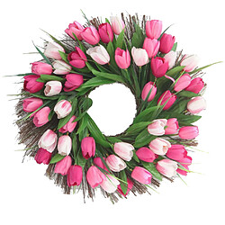 Guirlande de tulipes simulées guirlande d'automne décor de porte d'entrée 45cm dia. Rose