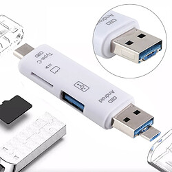 Wewoo D-188 3 en 1 TF & USB vers Micro USB & lecteur de carte Type-C Connecteur adaptateur OTG Argent